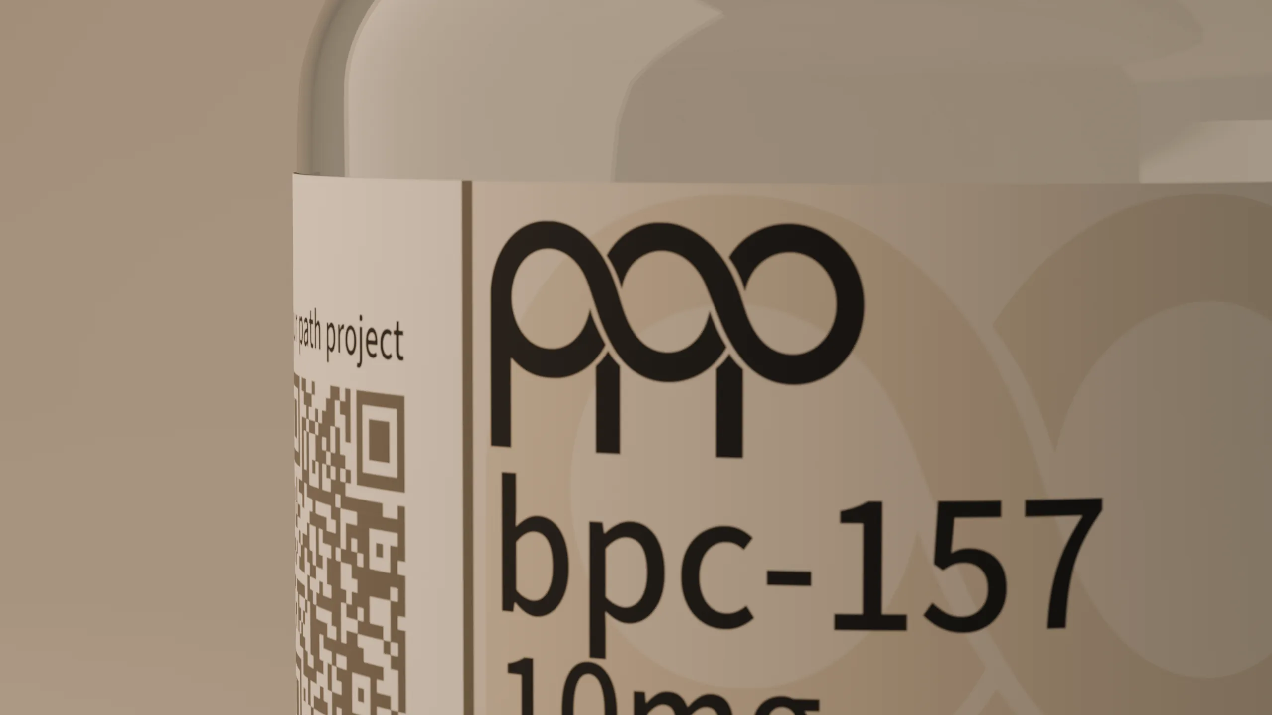 macro of a research vial label edge and the ppp mark on paper